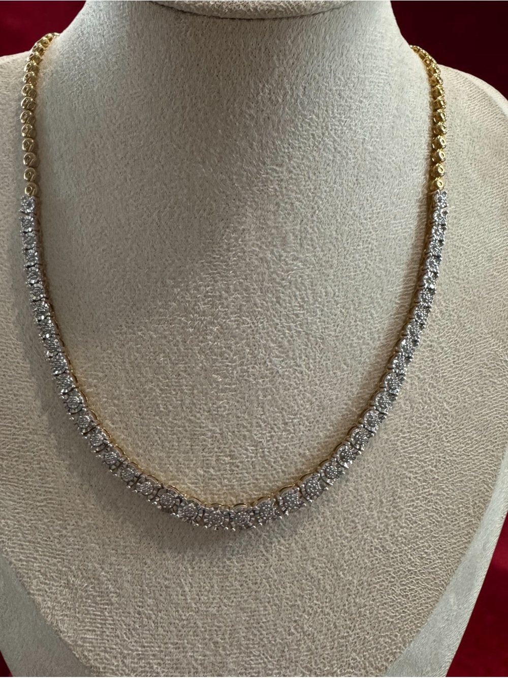 Gold Pavé Natural Diamonds Tennis Necklace - Women’s Jewelry